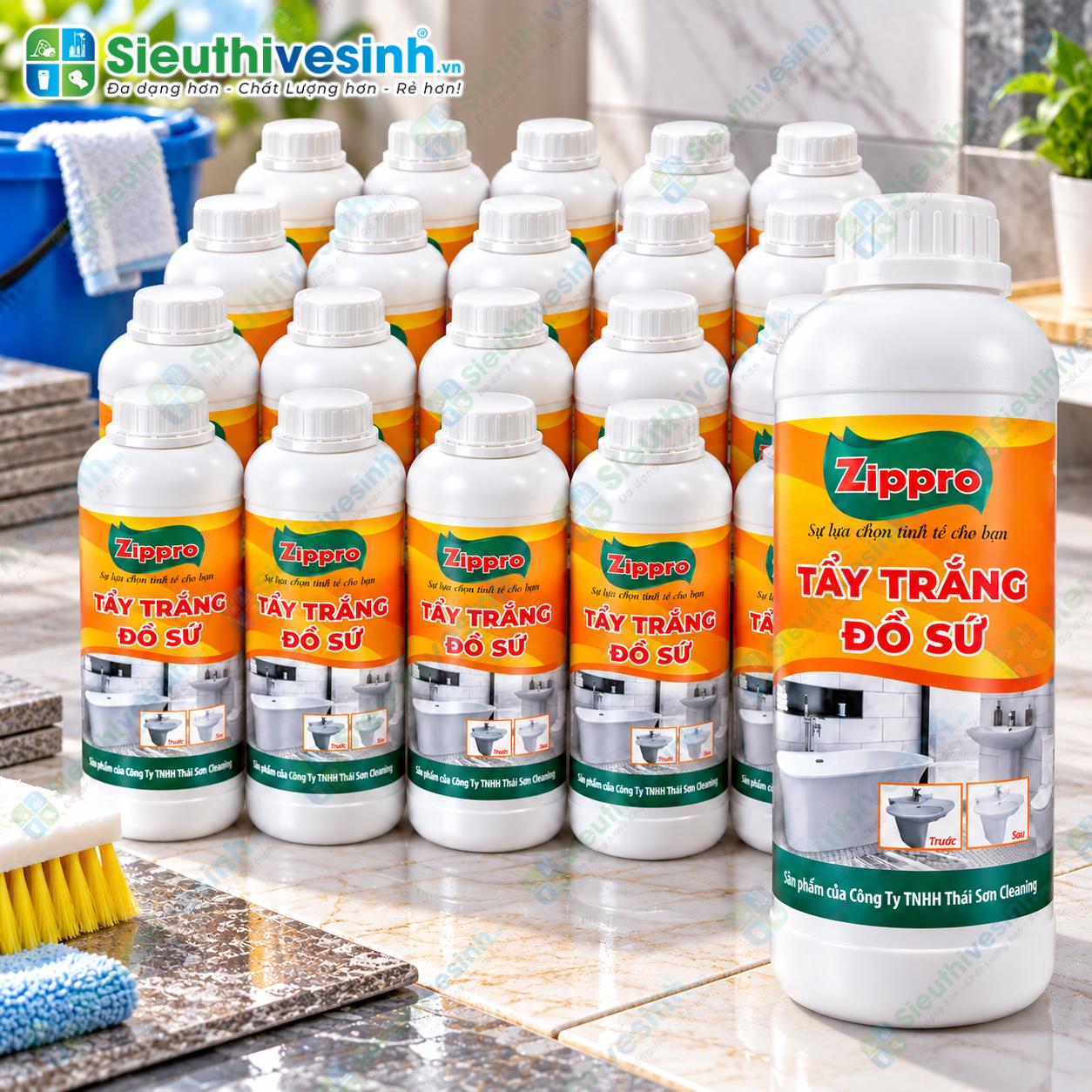 Dung dịch Zippro tẩy trắng và vệ sinh đồ sứ dung tích 1 lít