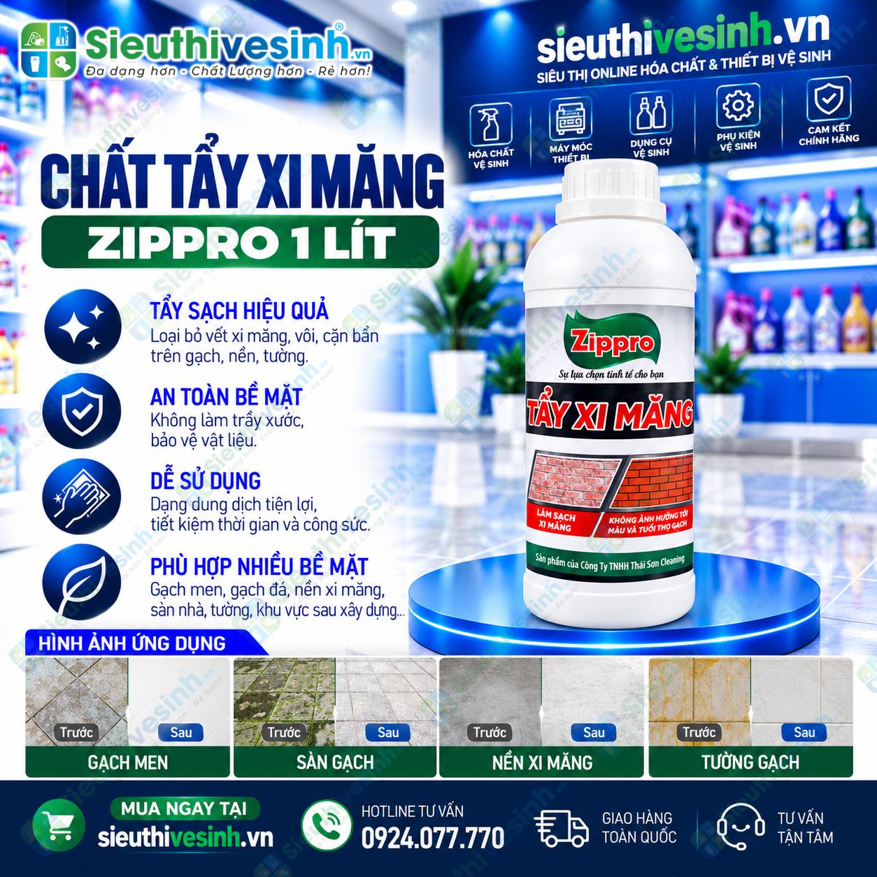 Chất tẩy xi măng Zippro 1L
