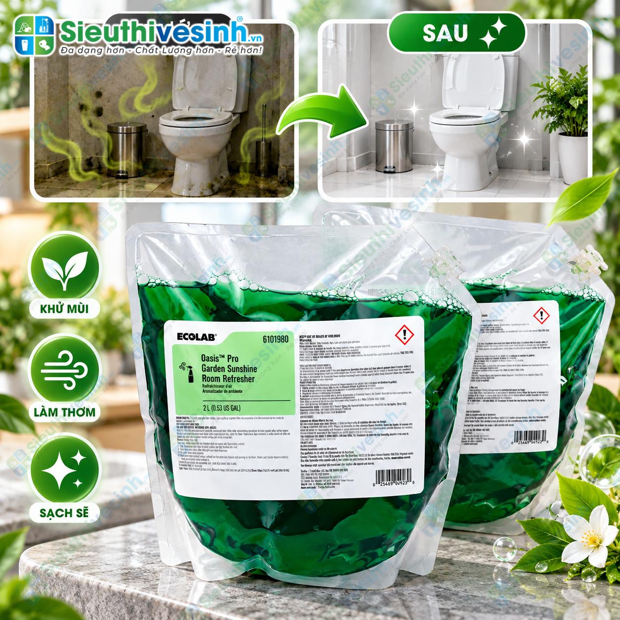 Chất khử mùi, xịt thơm phòng Oasis Pro Garden Sunshine dùng tạo hương thơm cho không gian.
