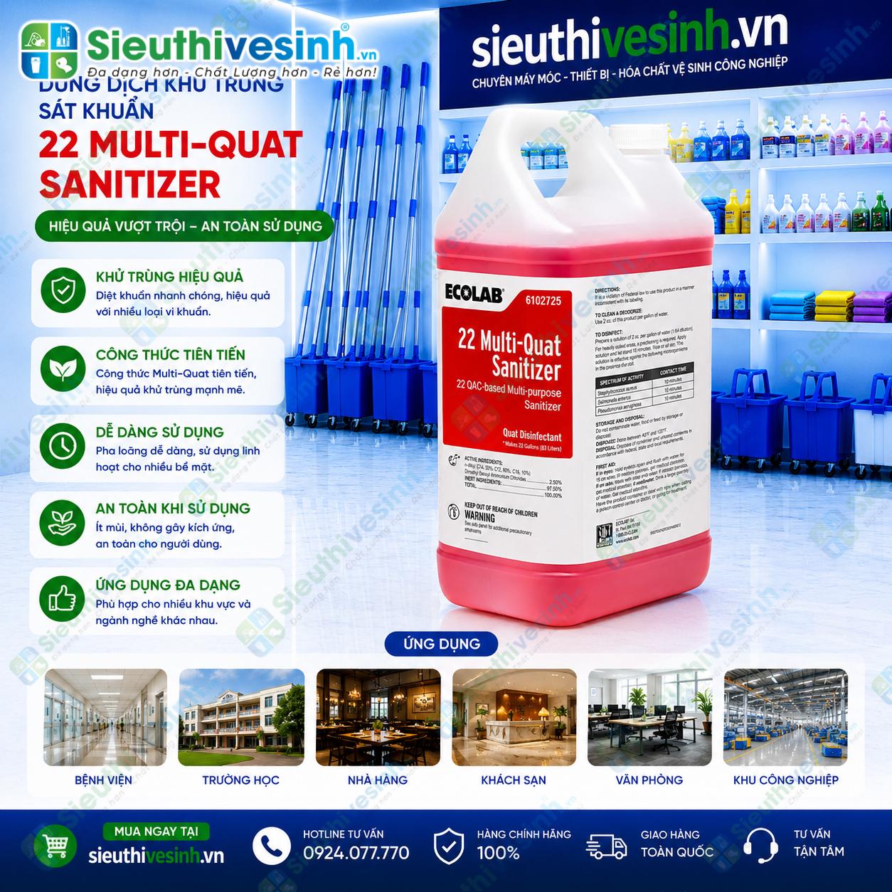 Chất khử trùng 22 MULTI-QUAT SANITIZER 2x2 LT