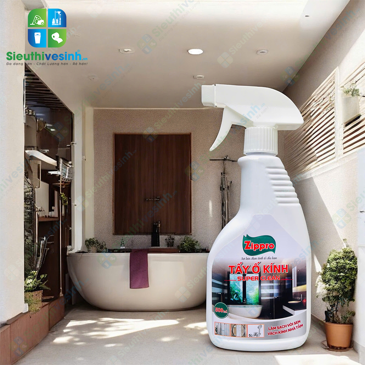 Hóa chất tẩy ố kính Super Clean Zippro 500ml