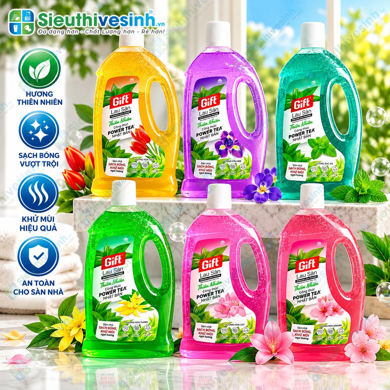 Chai nước lau sàn Gift dung tích 1L dùng vệ sinh sàn nhà