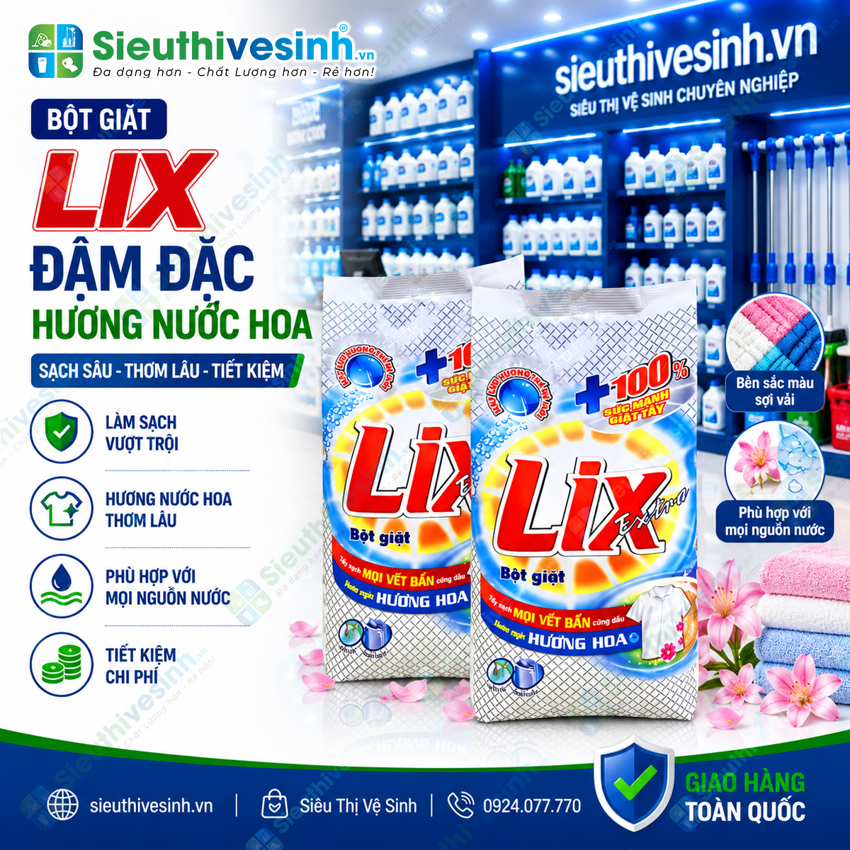 bột giặt Lix Extra hương hoa 5.5kg