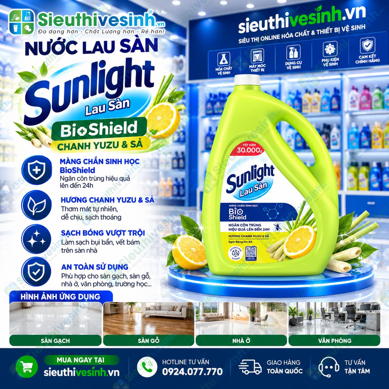 Nước lau sàn Sunlight BioShield 3.6kg