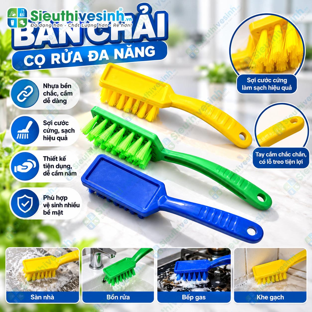 Bàn chải vệ sinh sàn cán dài