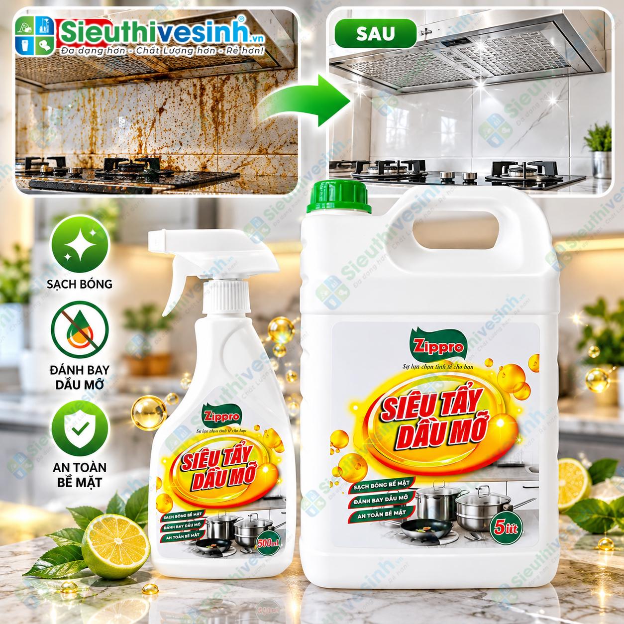 Can hóa chất Zippro tẩy rửa dầu mỡ dung tích 5L
