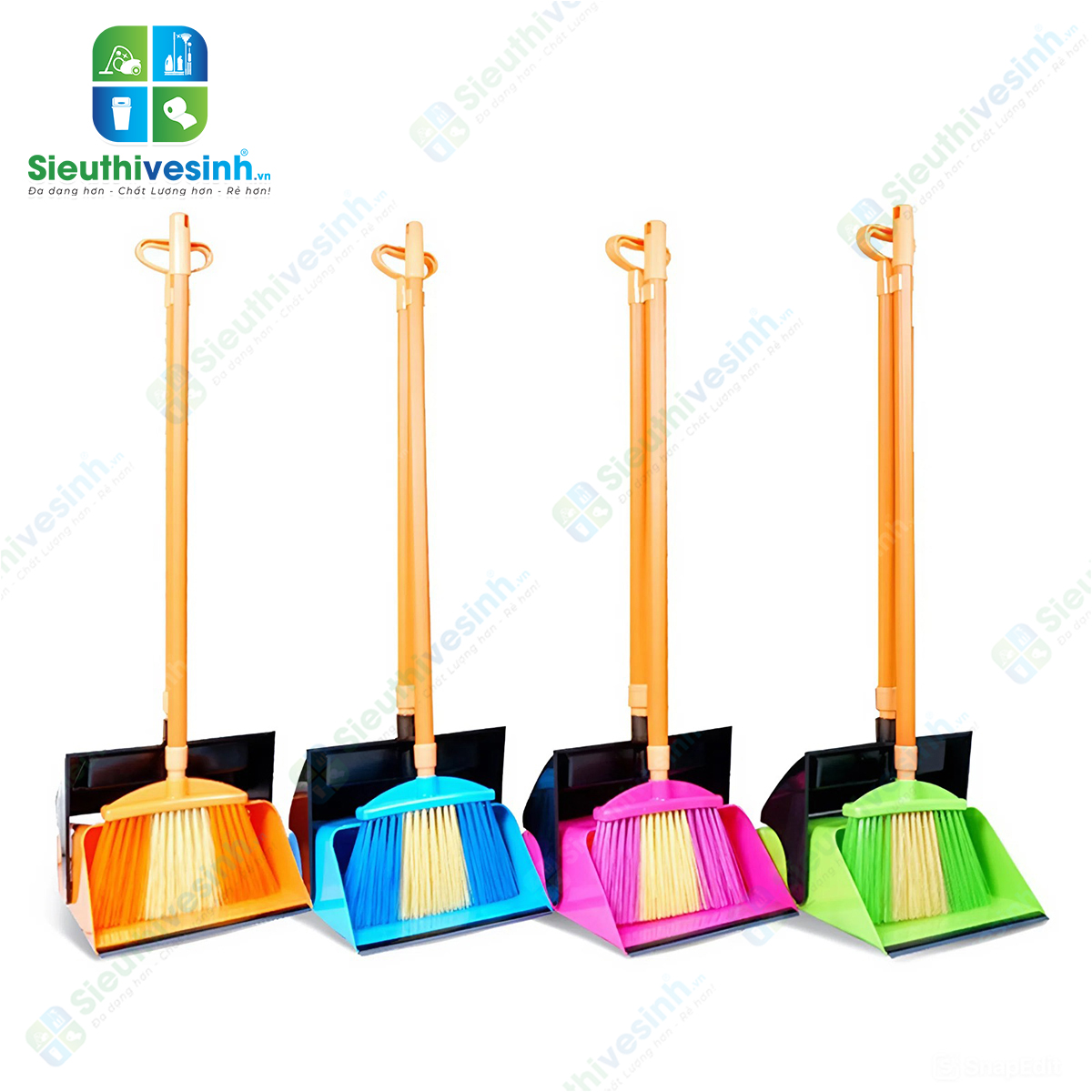 bộ ky rác có nắp nhiều màu