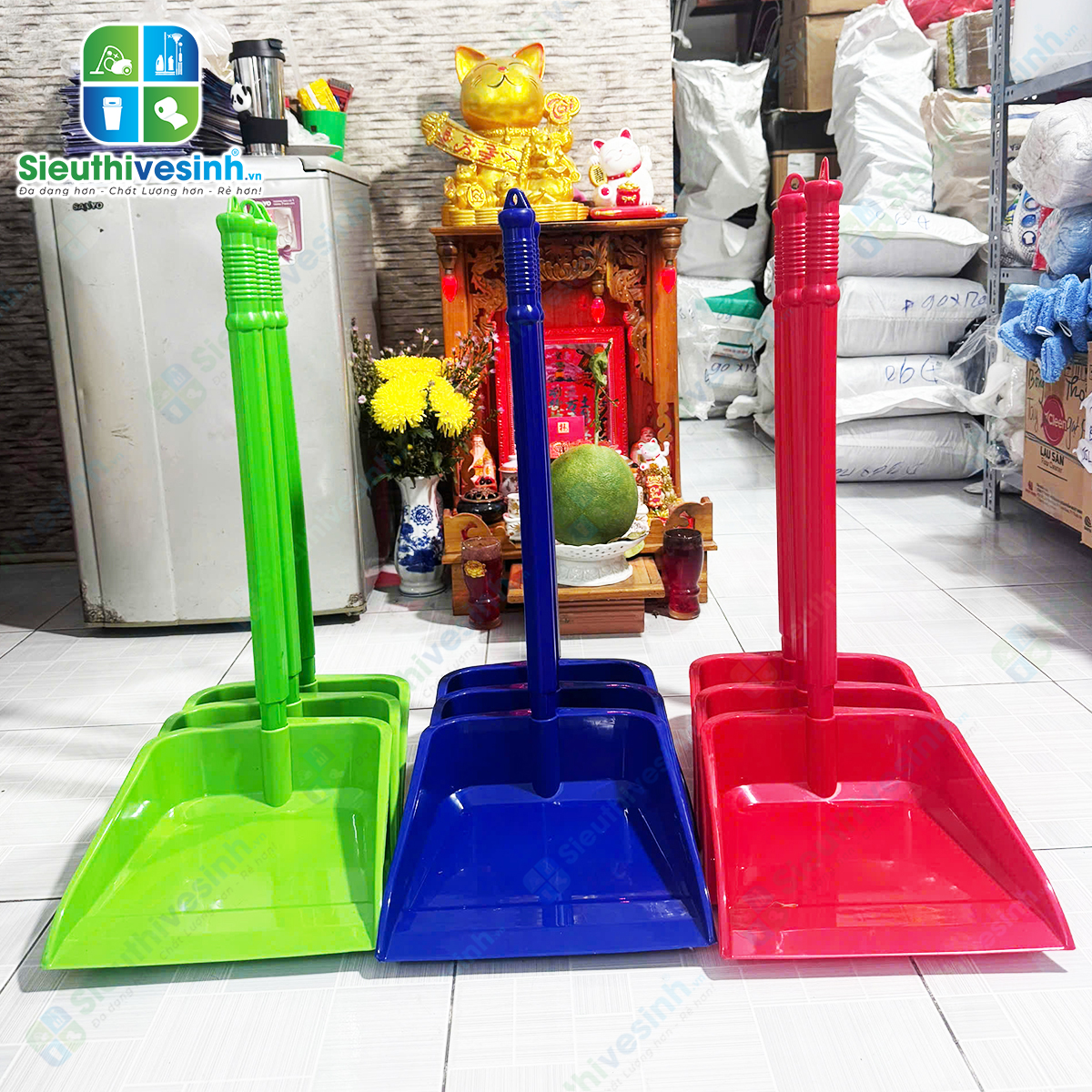 ky hốt rác nhựa cán dài