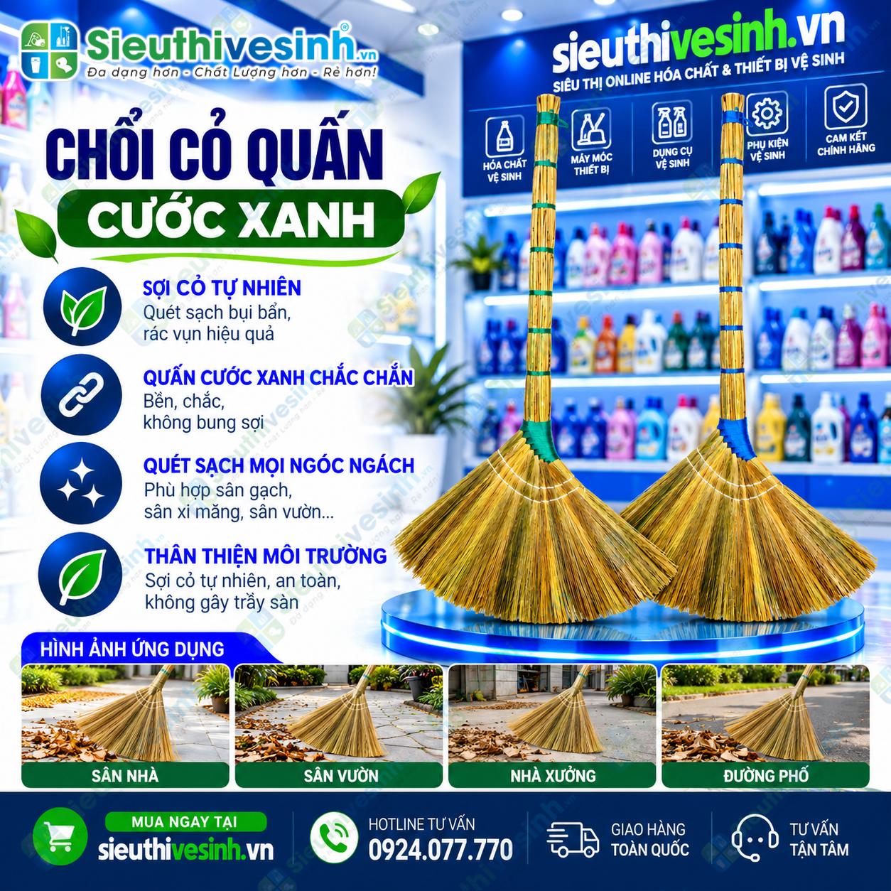 Chổi Cỏ Quấn Cước Xanh