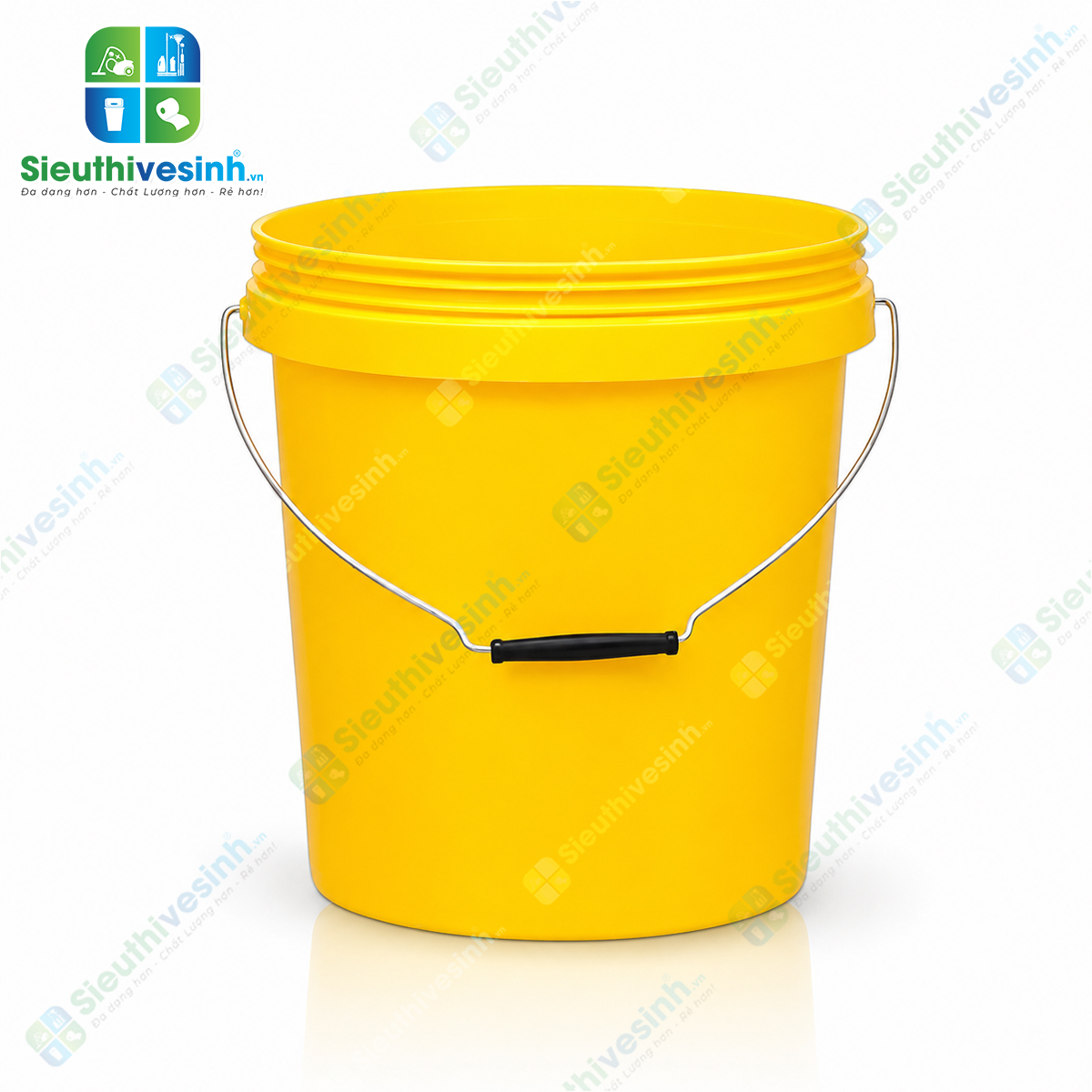 Xô nhựa vàng 10L không nắp được làm từ nhựa PP cao cấp, bền chắc, phù hợp sử dụng trong gia đình và vệ sinh công nghiệp.