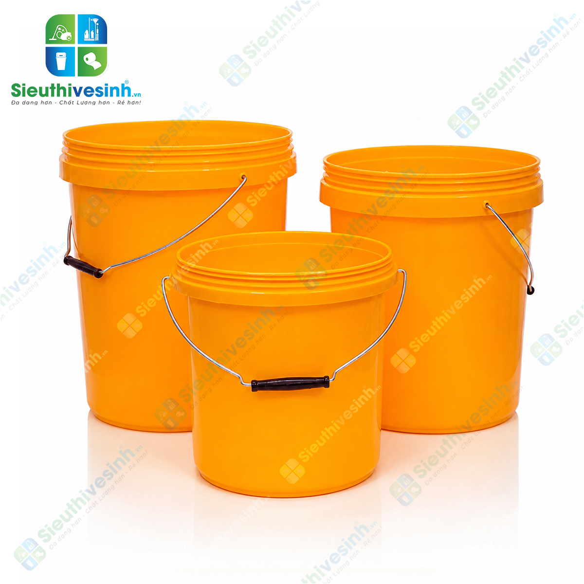 Xô nhựa vàng 10L không nắp được làm từ nhựa PP cao cấp, bền chắc, phù hợp sử dụng trong gia đình và vệ sinh công nghiệp.