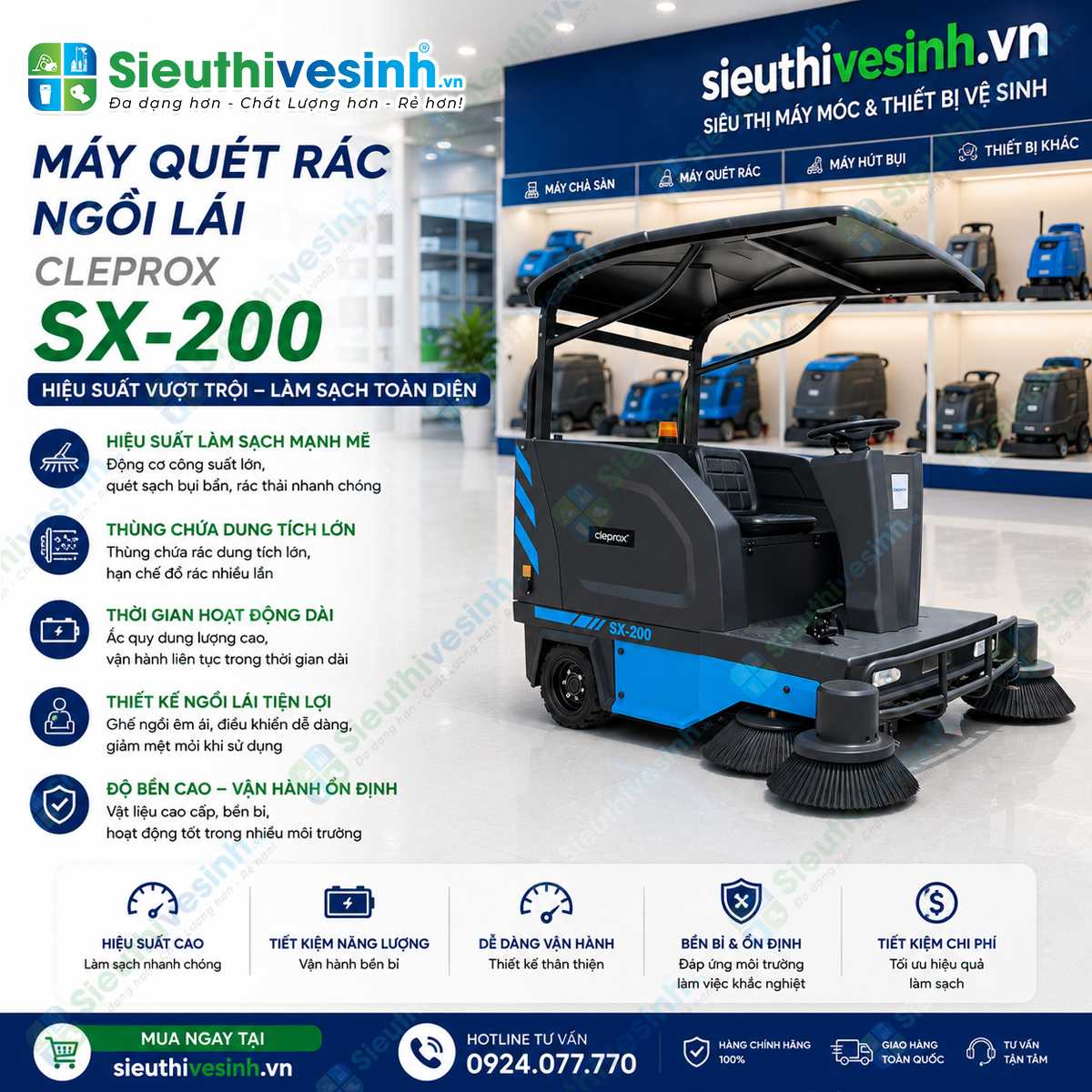 Máy Quét Rác Ngồi Lái CleproX SX-200