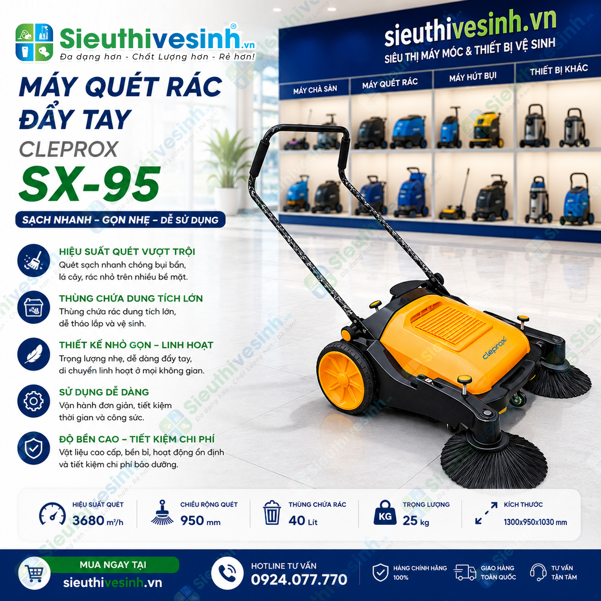 Máy quét rác cleprox SX95