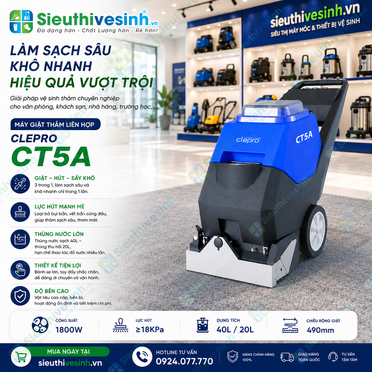 máy giặt thảm clepro ct5a