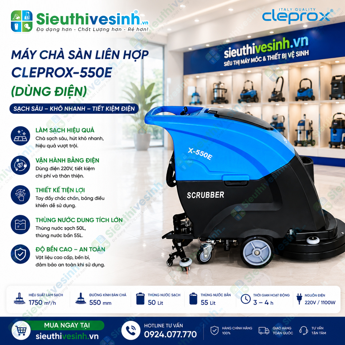 máy chà sàn cleprox x-550e