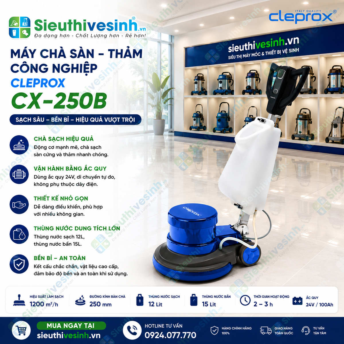máy chà sàn cleprox cx-250b