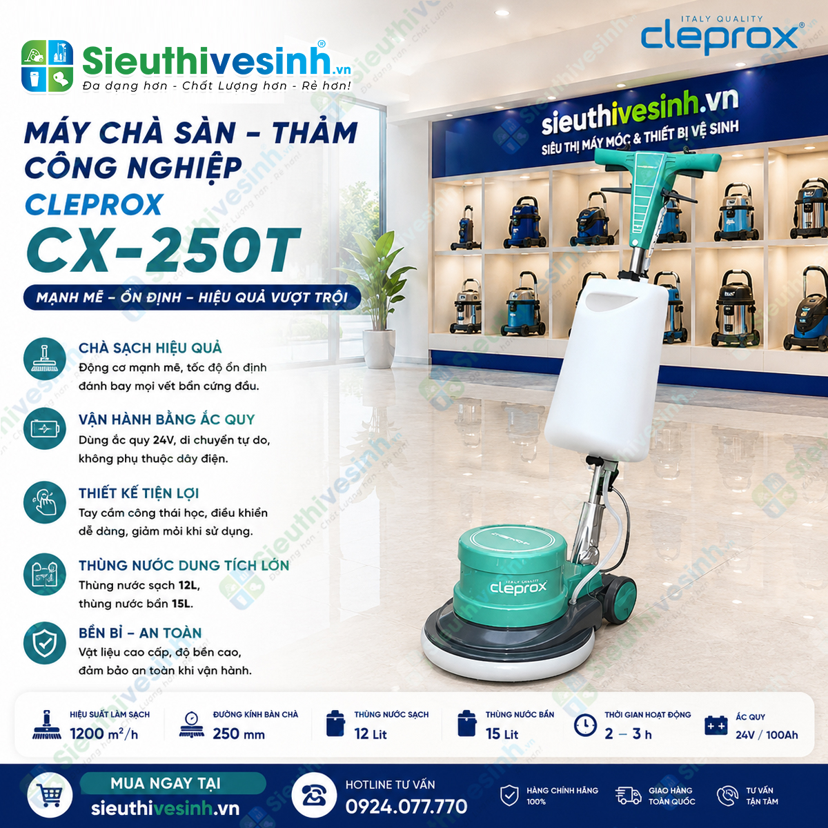 máy chà sàn cleprox cx-250t