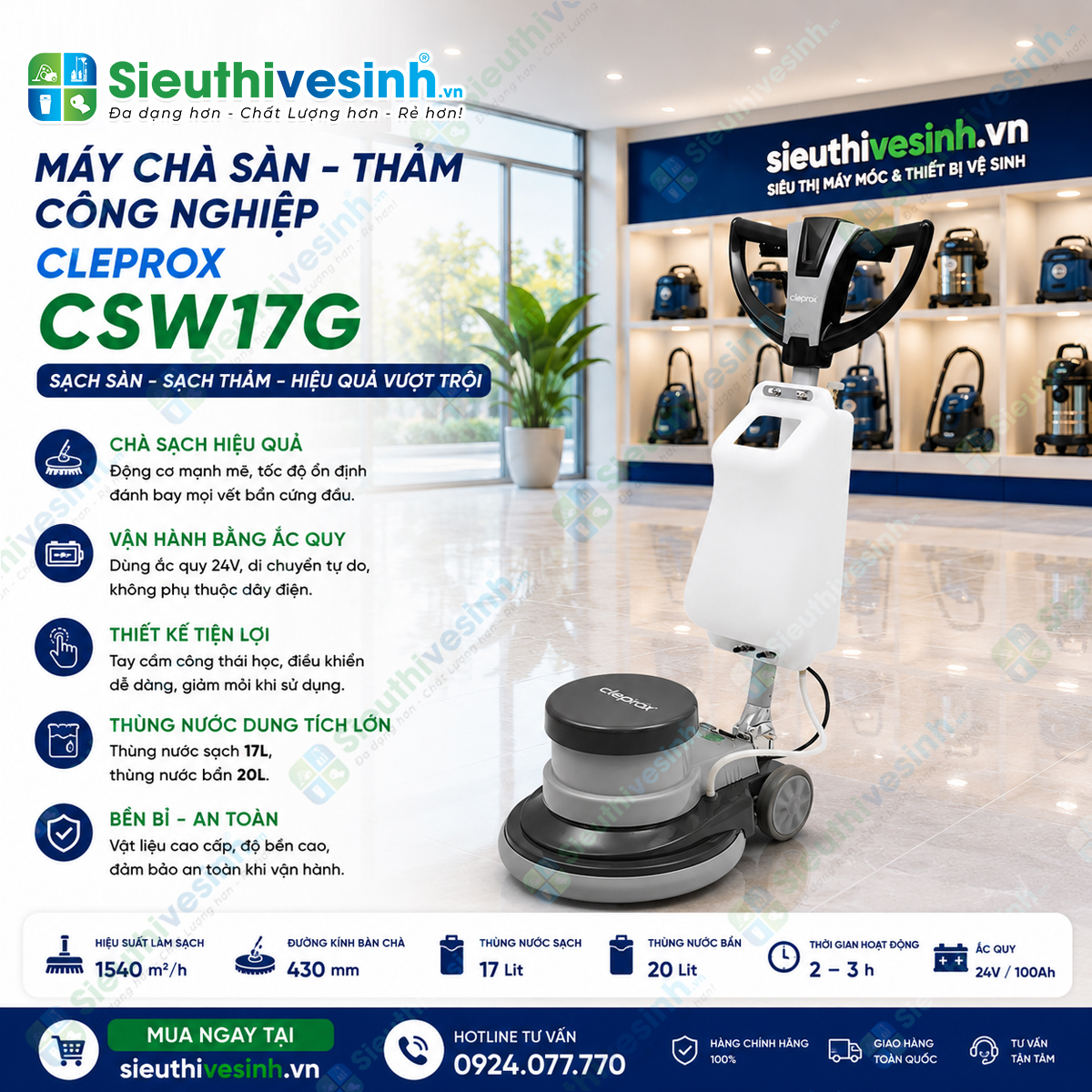 máy chà sàn cleprox csw17g