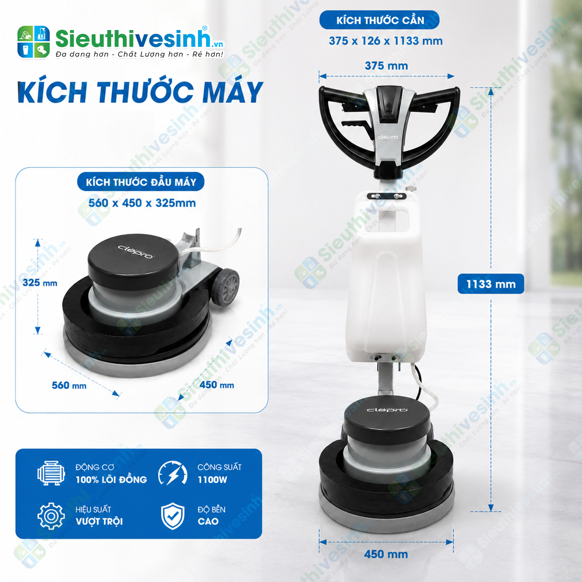 Máy chà sàn đơn CLEPRO CSW17G cầm tay