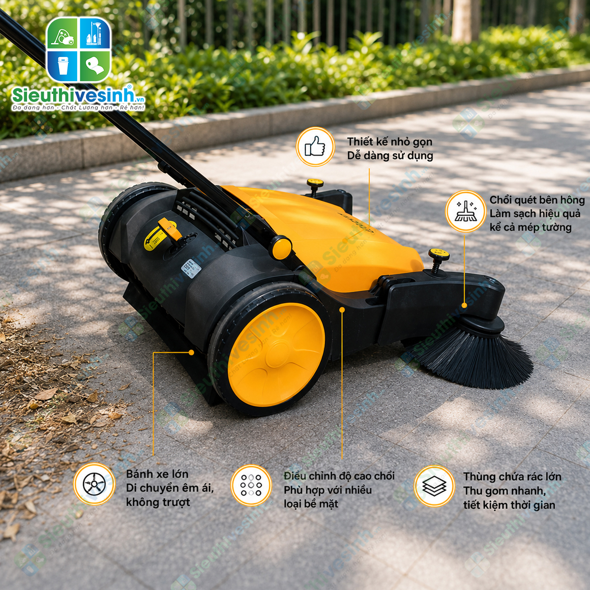 Máy quét đường đẩy tay Clepro CW-760/1