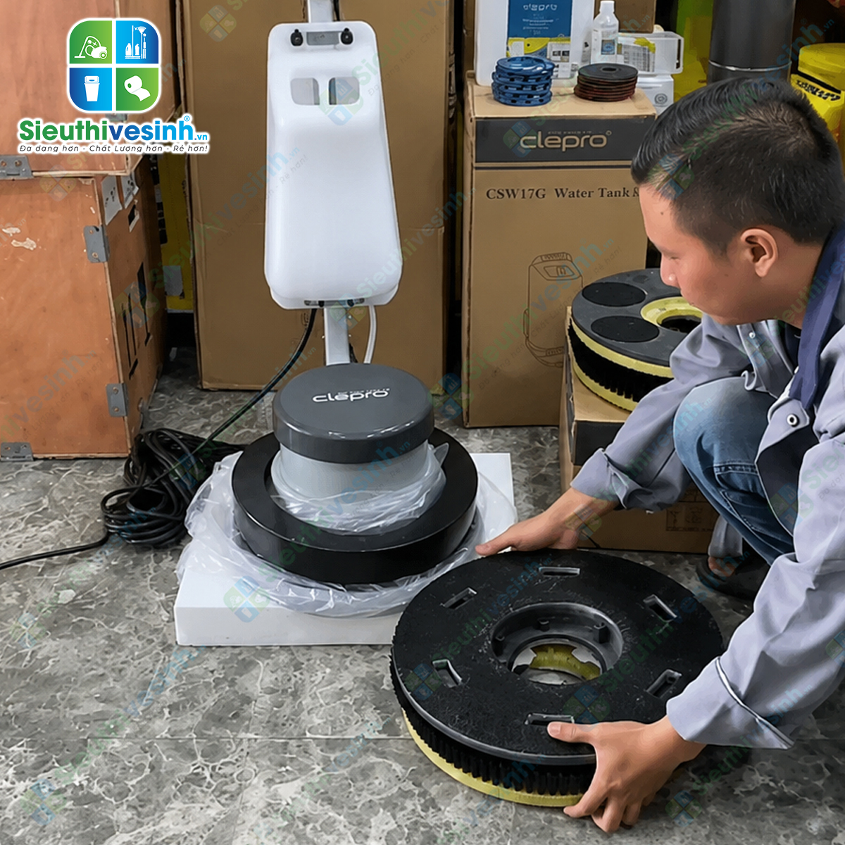 Máy chà sàn đơn CLEPRO CSW17G cầm tay