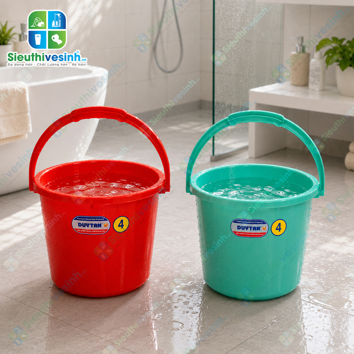 Xô nhựa 4 lít Duy Tân không nắp được sản xuất từ nhựa PP cao cấp, bền chắc, phù hợp sử dụng trong gia đình, khách sạn, nhà hàng và công việc vệ sinh công nghiệp