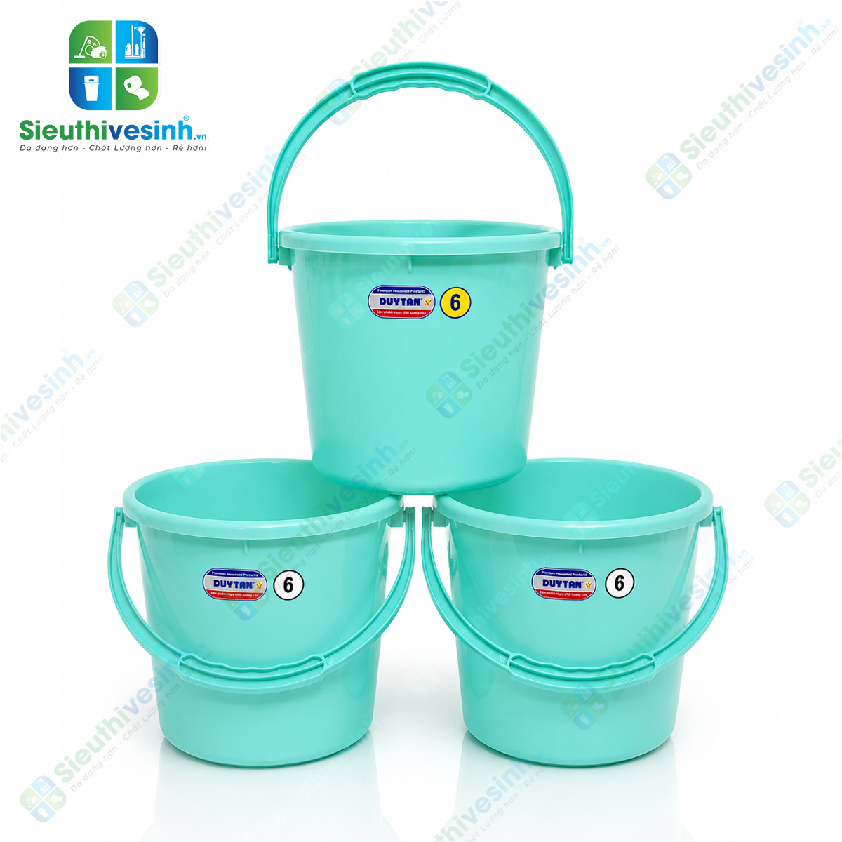 Xô nhựa Duy Tân 6 lít không nắp kích thước 23.7 x 21.7 x 19.8 cm