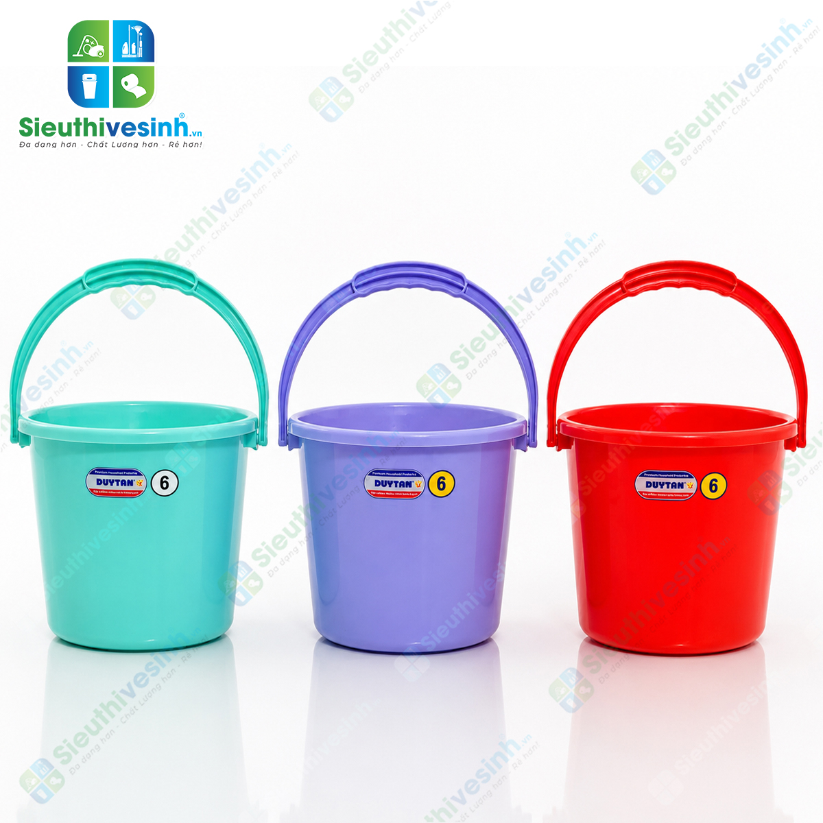 Xô nhựa Duy Tân 6 lít không nắp kích thước 23.7 x 21.7 x 19.8 cm
