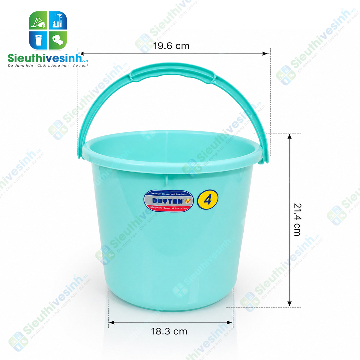 Xô nhựa 4 lít Duy Tân không nắp được sản xuất từ nhựa PP cao cấp, bền chắc, phù hợp sử dụng trong gia đình, khách sạn, nhà hàng và công việc vệ sinh công nghiệp