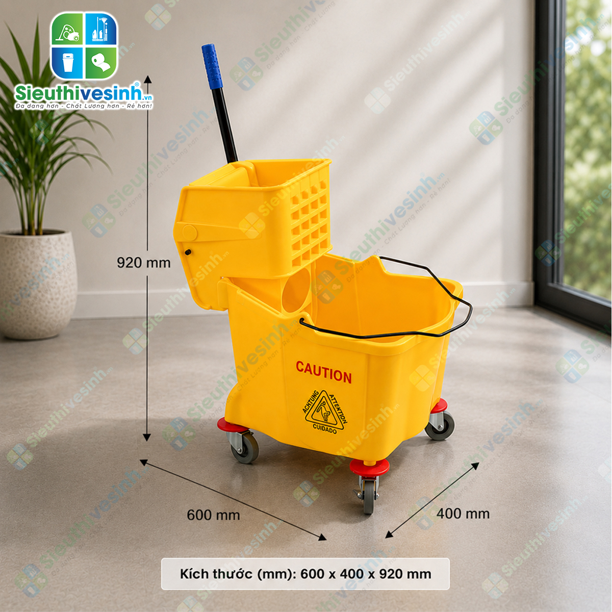 Xe đẩy vắt cây lau nhà CLEPROX CX-32 dung tích 32 lít, nhựa ABS cao cấp, bộ ép nước chắc chắn, phù hợp cho vệ sinh công nghiệp và thương mại.