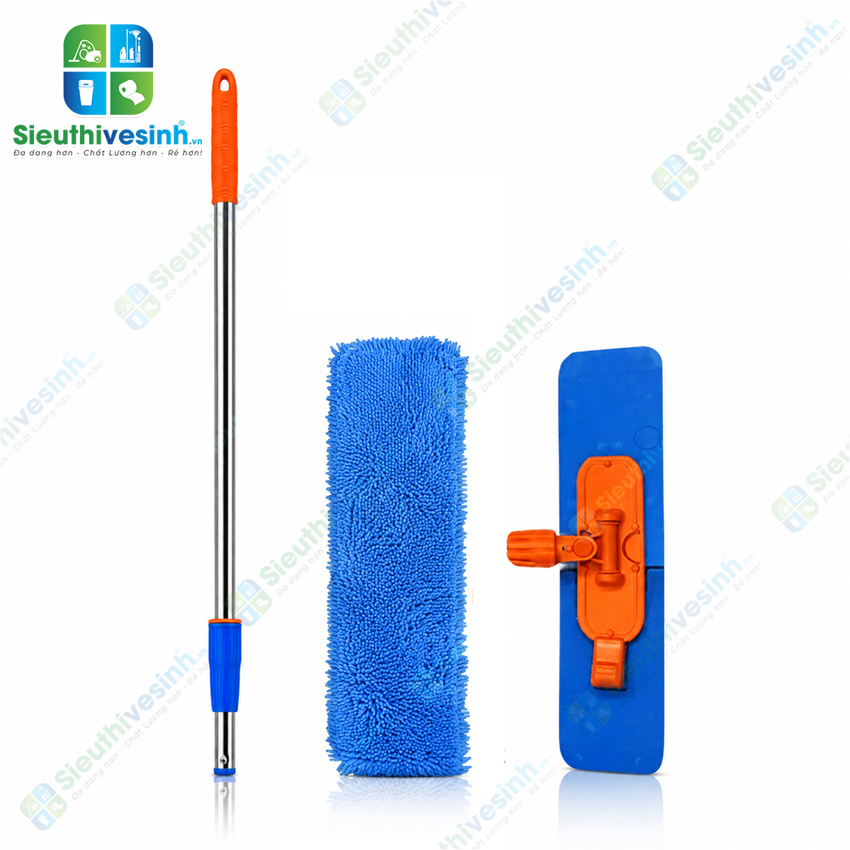 Bộ cây lau san hô 45cm bản nhựa rút kèm miếng lau microfiber siêu thấm hút, giúp lau sàn nhanh sạch và tiết kiệm thời gian vệ sinh.