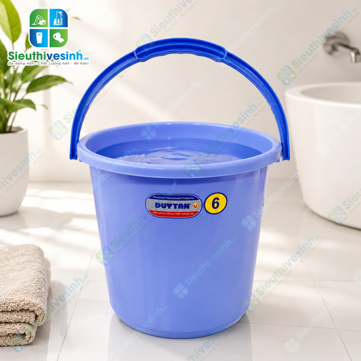Xô nhựa Duy Tân 6 lít không nắp kích thước 23.7 x 21.7 x 19.8 cm