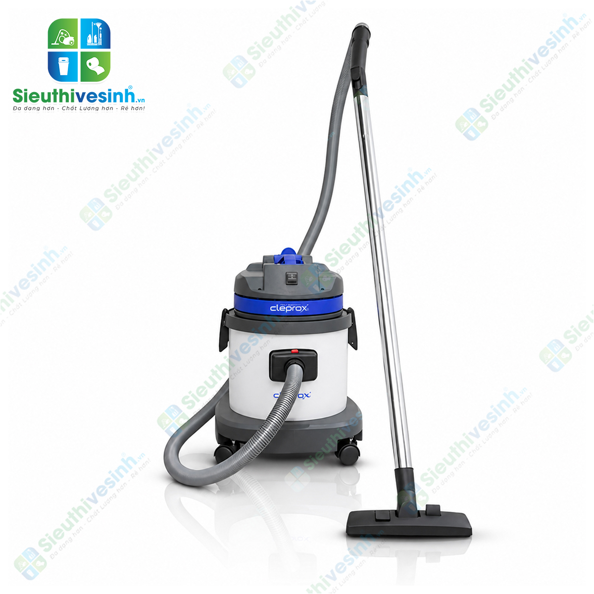 Máy hút bụi CleproX X-1/25 thùng nhựa dung tích 25 lít, công suất 1800W, phù hợp cho văn phòng, cửa hàng, khách sạn và công tác vệ sinh chuyên nghiệp.
