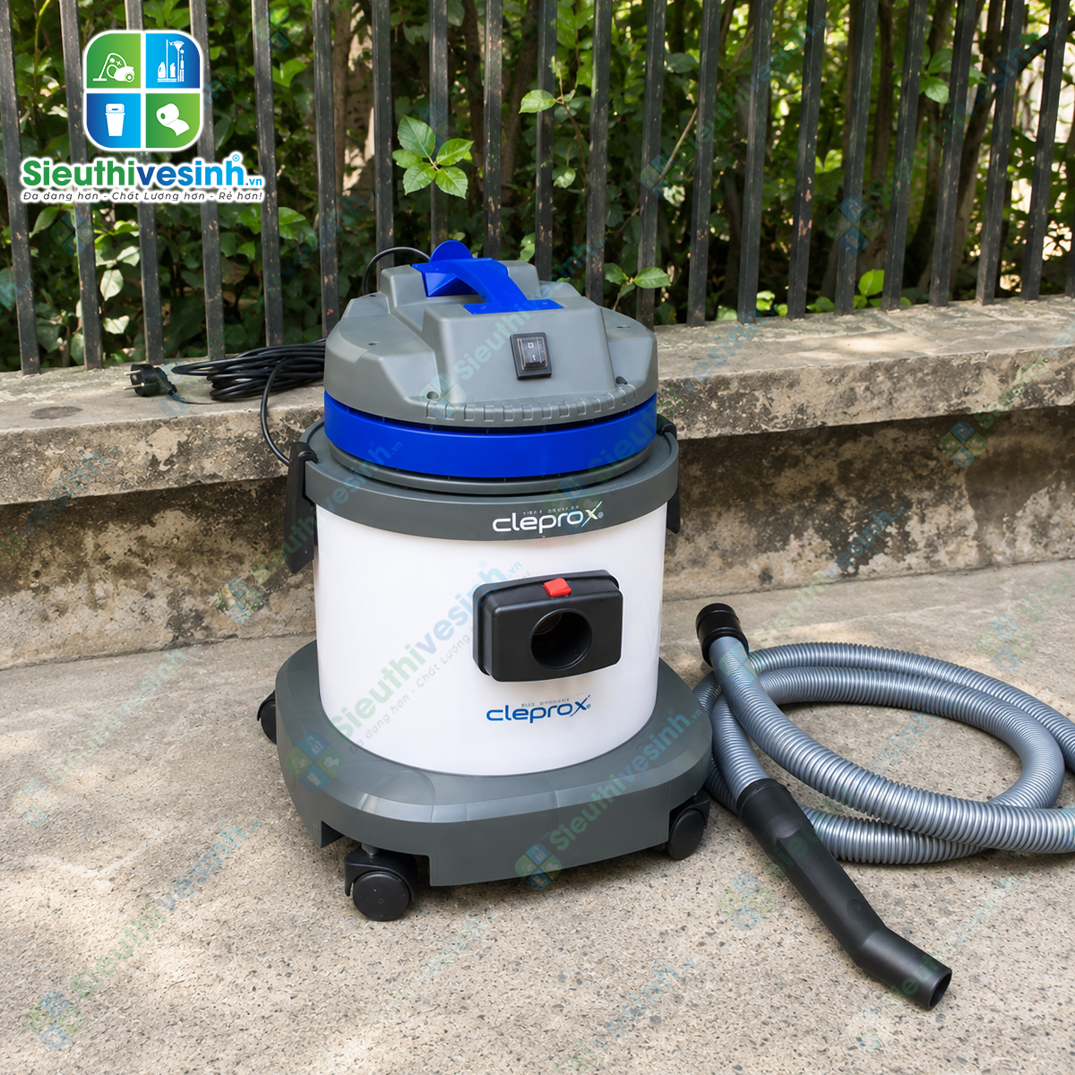 Máy hút bụi CleproX X-1/25 thùng nhựa dung tích 25 lít, công suất 1800W, phù hợp cho văn phòng, cửa hàng, khách sạn và công tác vệ sinh chuyên nghiệp.