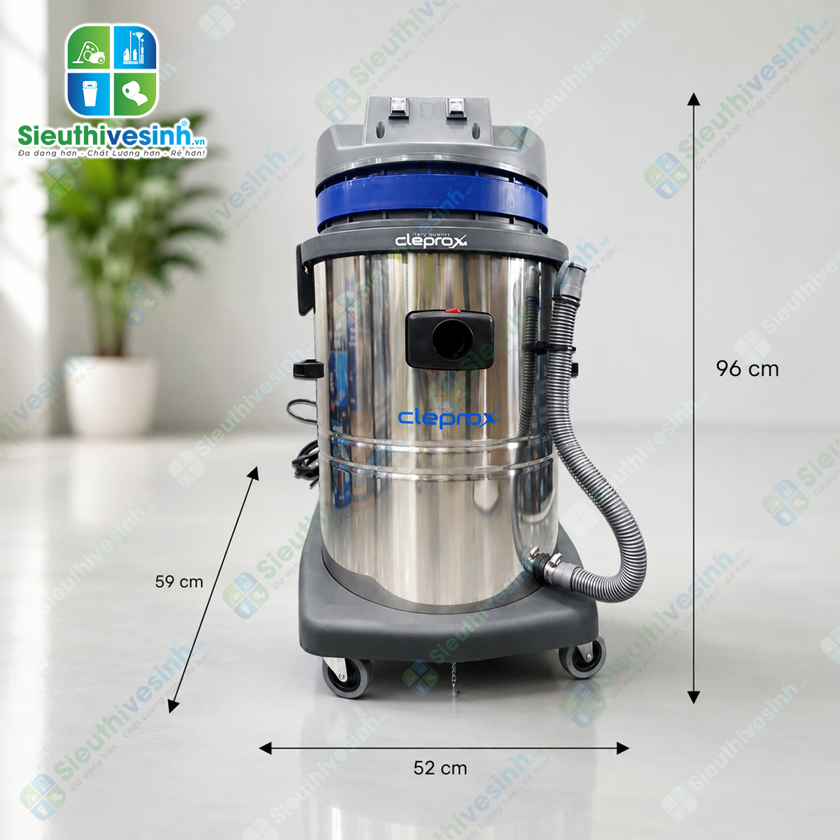 Máy hút bụi CleproX X-2/75 thùng inox 70L sở hữu công suất 3200W với khả năng