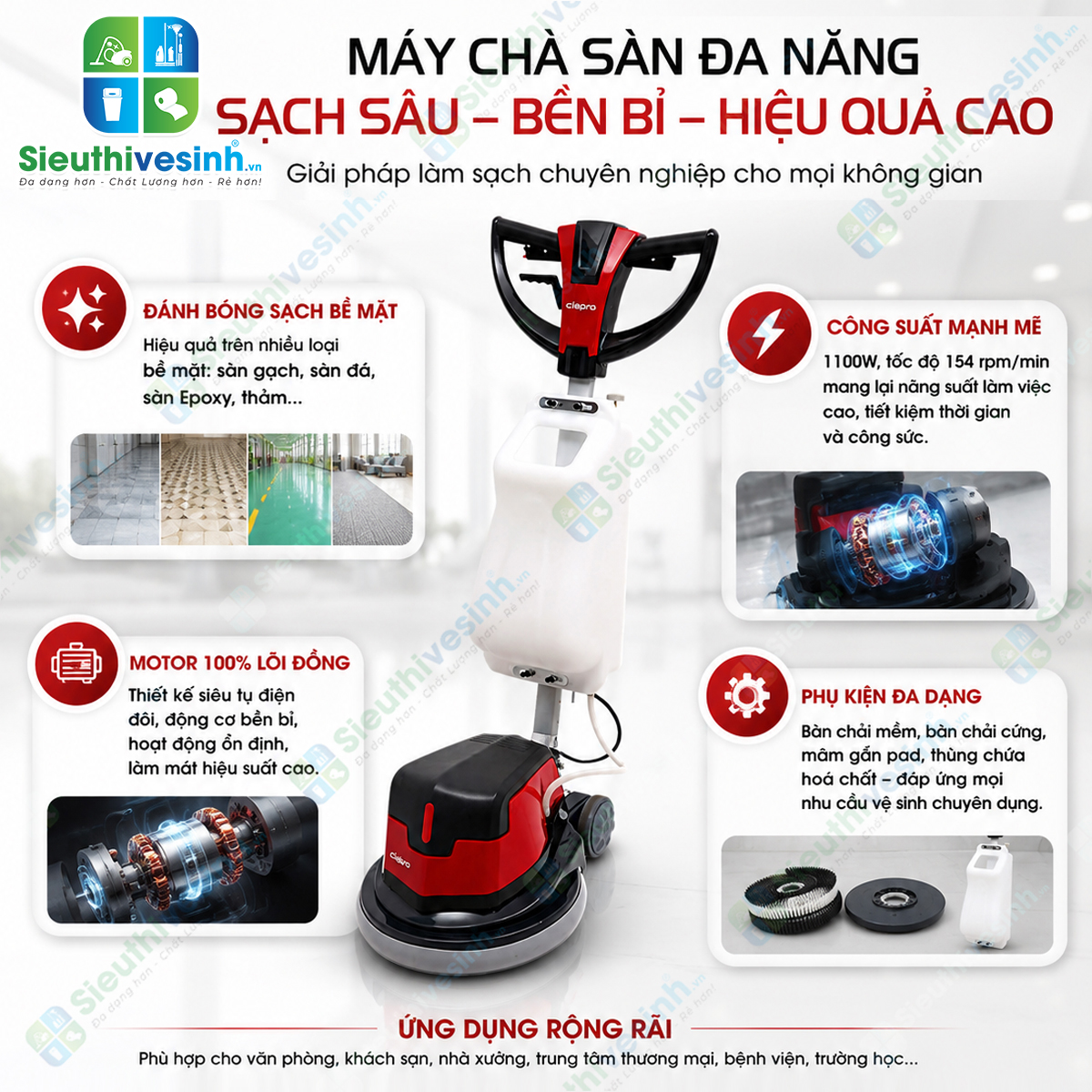 Máy chà sàn - thảm công nghiệp CLEPRO CS17R
