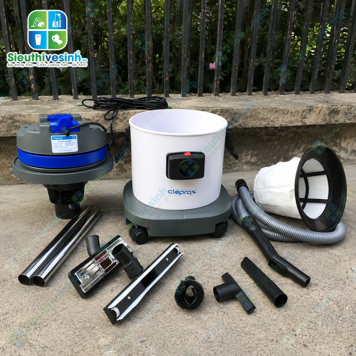 Máy hút bụi CleproX X-1/25 thùng nhựa dung tích 25 lít, công suất 1800W, phù hợp cho văn phòng, cửa hàng, khách sạn và công tác vệ sinh chuyên nghiệp.