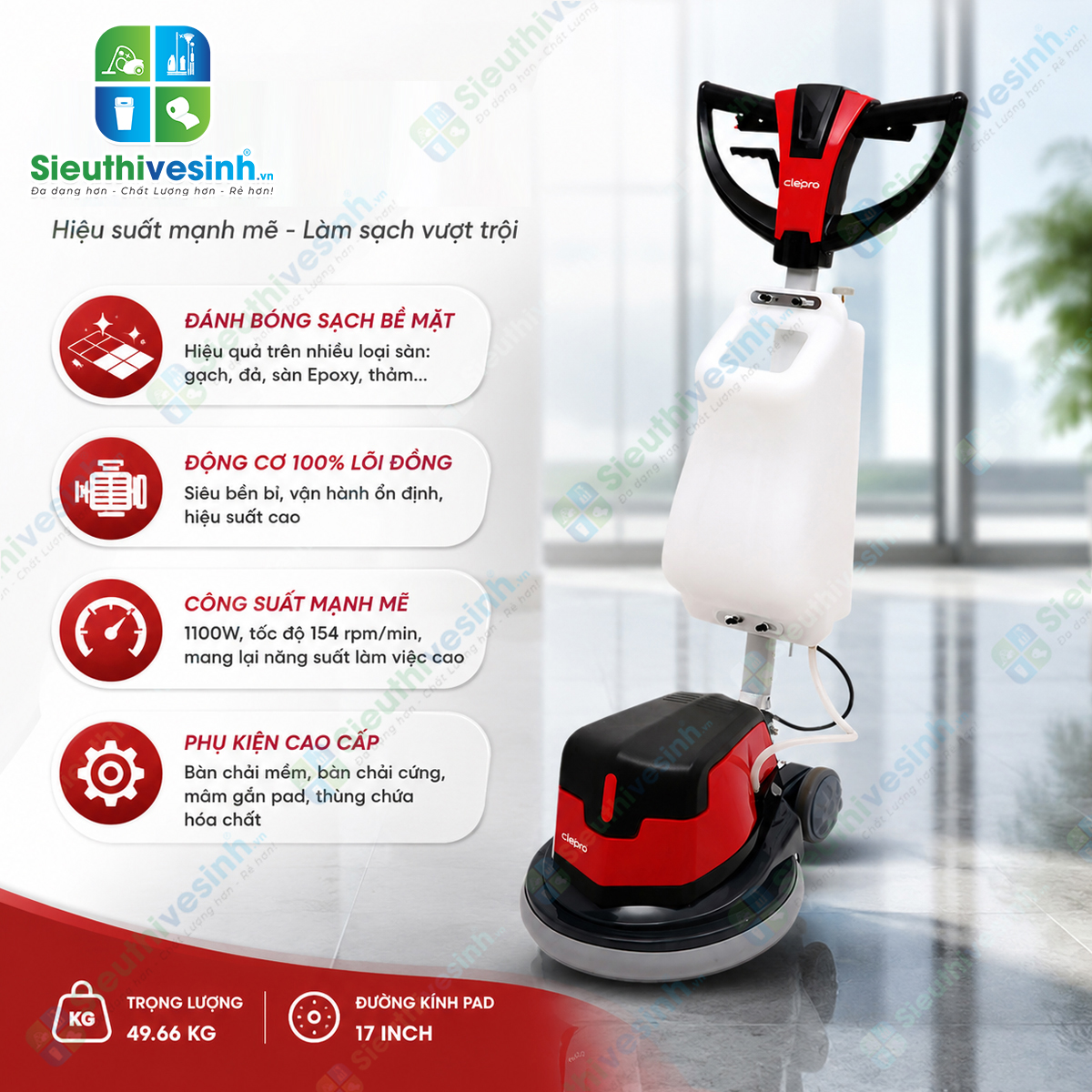Máy chà sàn - thảm công nghiệp CLEPRO CS17R