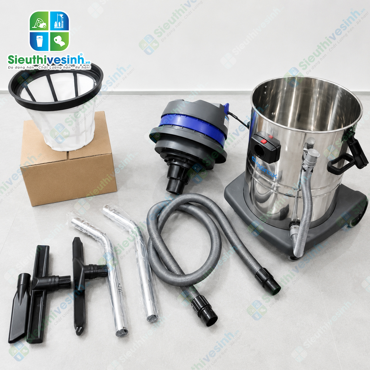Máy hút bụi CleproX X-2/75 thùng inox 70L sở hữu công suất 3200W với khả năng hút bụi khô và hút nước mạnh mẽ, phù hợp cho môi trường vệ sinh công nghiệp.