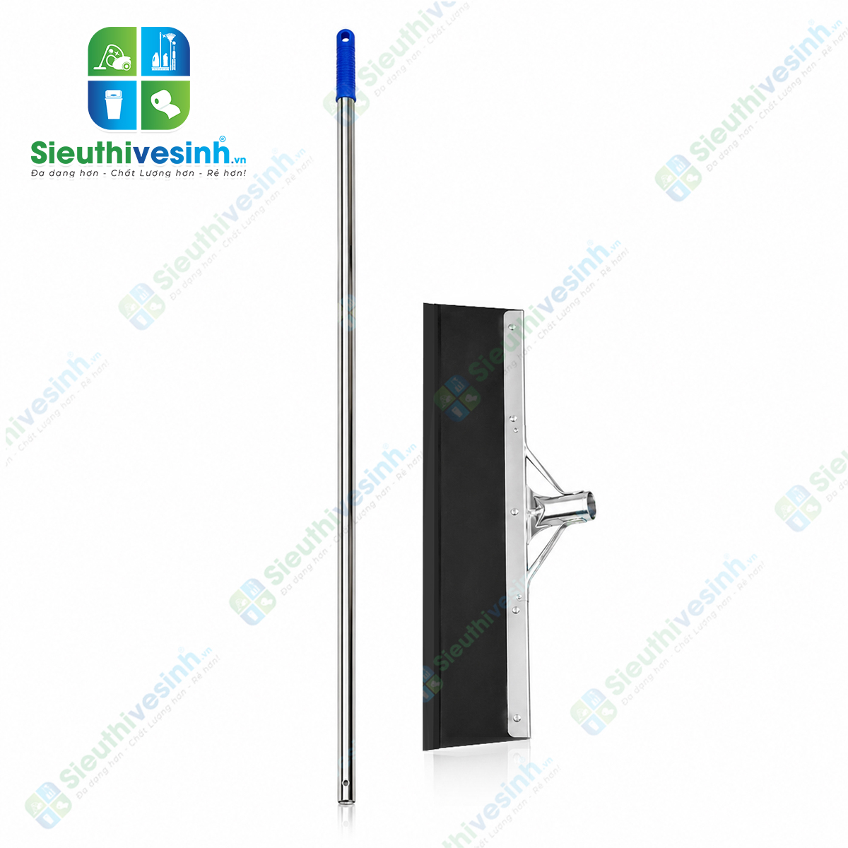 Cây cào nước sàn nhà đầu inox 45cm với lưỡi cao su mềm, giúp gạt và gom nước nhanh chóng, tiện lợi cho nhiều môi trường vệ sinh