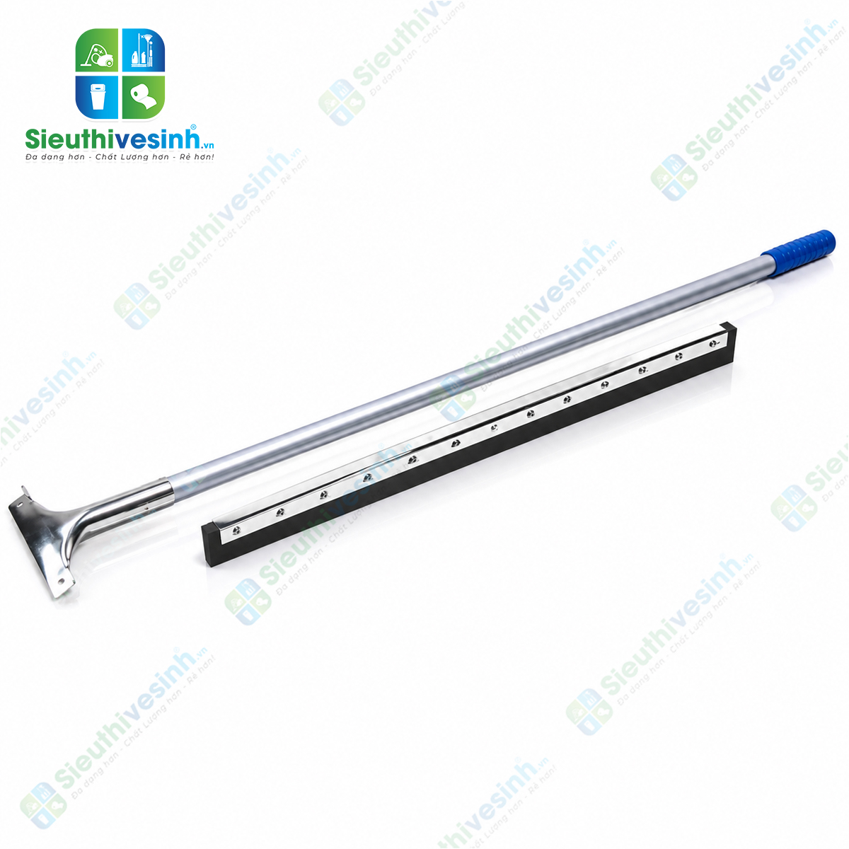 Cây gạt nước sàn nhà cán nhôm bản 75cm với lưỡi cao su bản rộng, giúp tăng diện tích tiếp xúc và gạt nước nhanh chóng trên sàn.