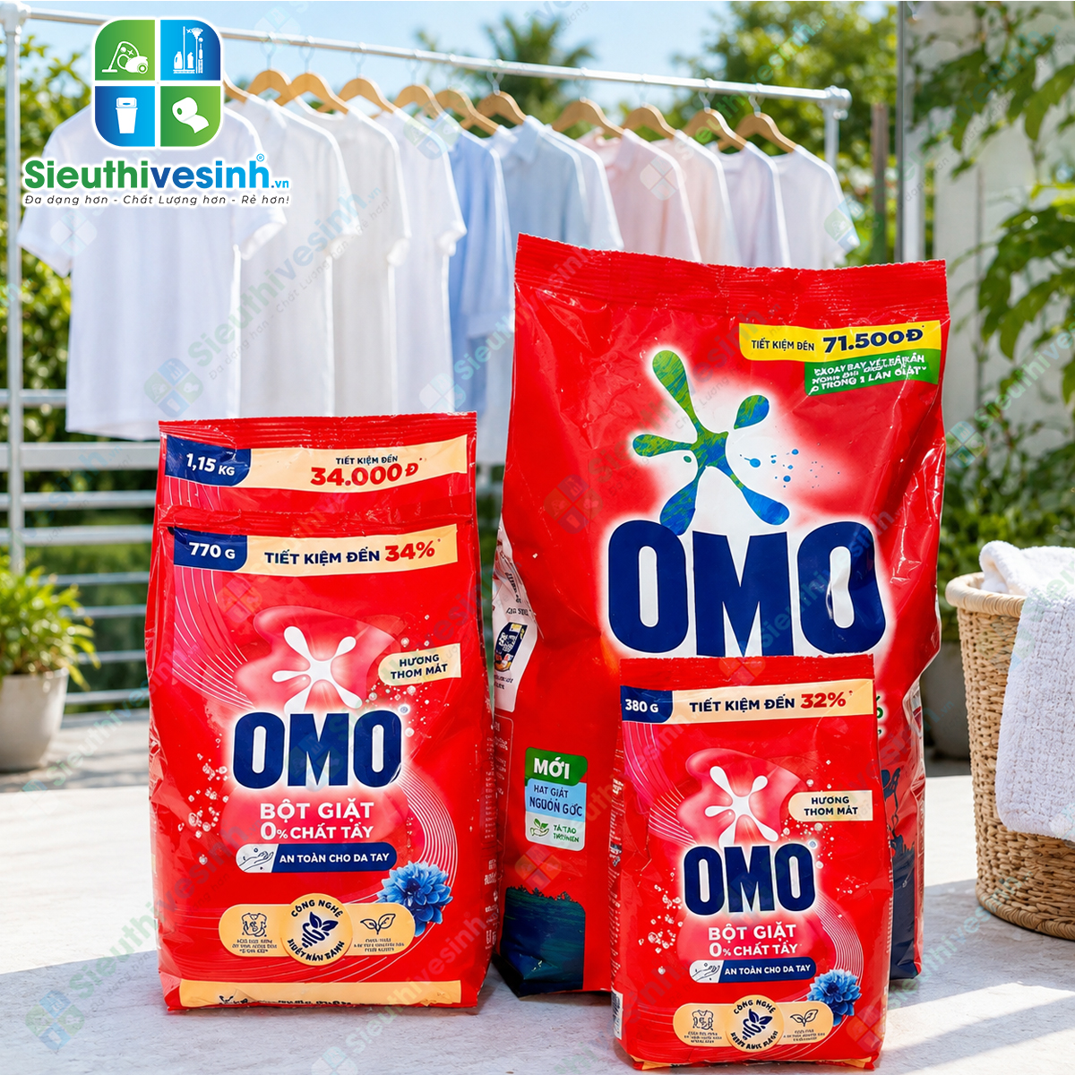 Bột Giặt OMO 770g – sản phẩm giặt tẩy dùng cho nhu cầu làm sạch quần áo hằng ngày