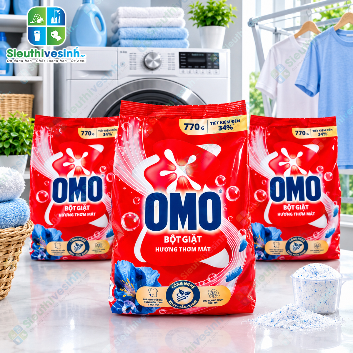 Bột Giặt OMO 770g – sản phẩm giặt tẩy dùng cho nhu cầu làm sạch quần áo hằng ngày