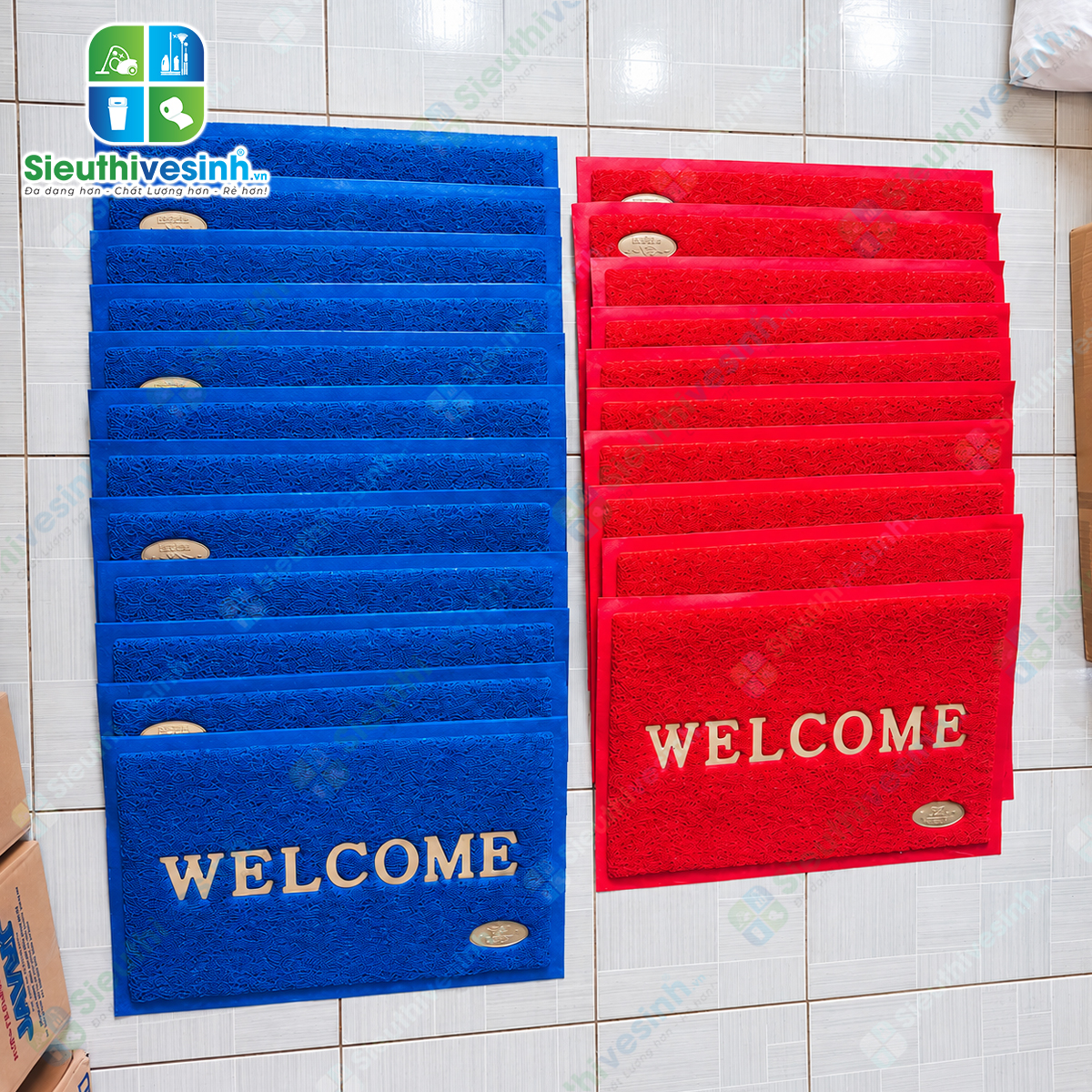 Thảm Welcome kích thước 40x60cm, phù hợp làm thảm chùi chân cửa ra vào, văn phòng, cửa hàng và gia đình.