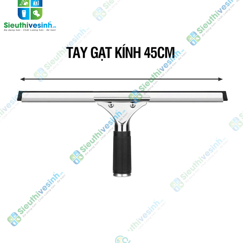 Cây gạt kính inox 45cm tay cầm, dụng cụ gạt nước cửa kính, vách kính và kính nhà tắm.
