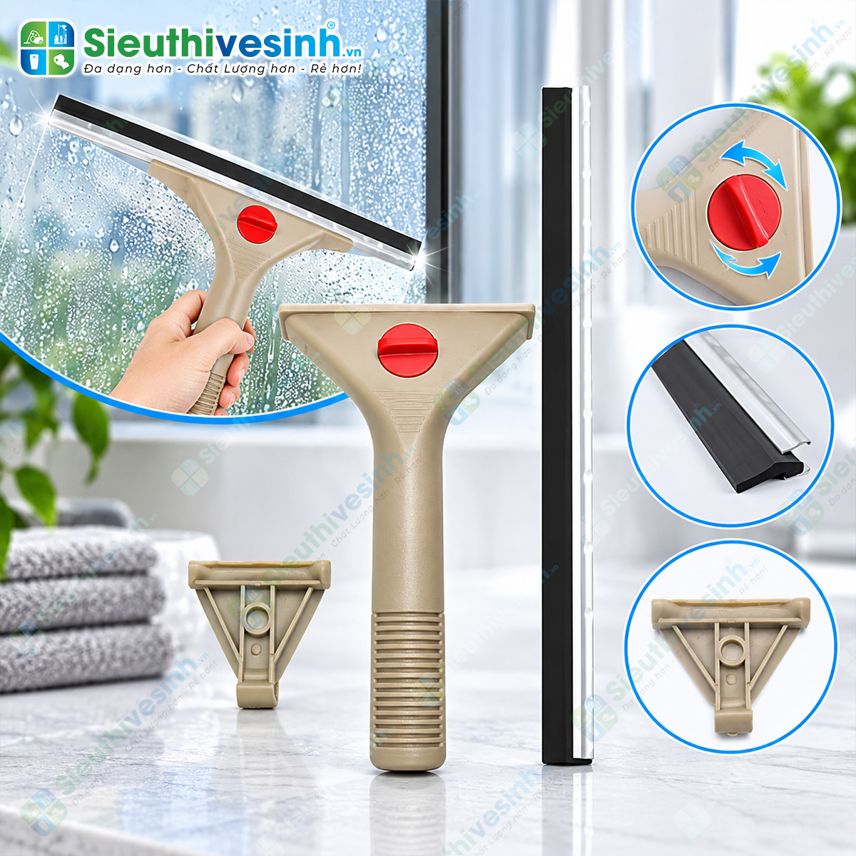 Cây gạt kính 35cm màu xám, dụng cụ gạt nước trên cửa kính, vách kính và kính nhà tắm.