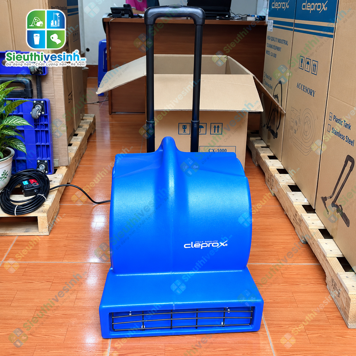 Quạt thổi thảm CleproX CX-1000 công suất 1000W, 3 cấp độ gió, hỗ trợ sấy khô thảm và sàn sau vệ sinh.