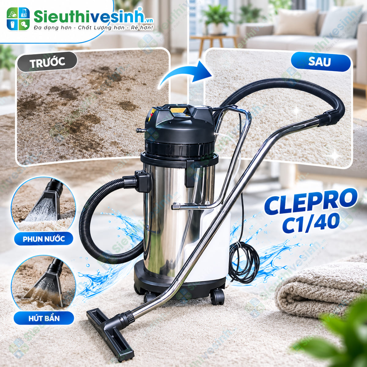 Máy CLEPRO C1/40 phun hút vệ sinh