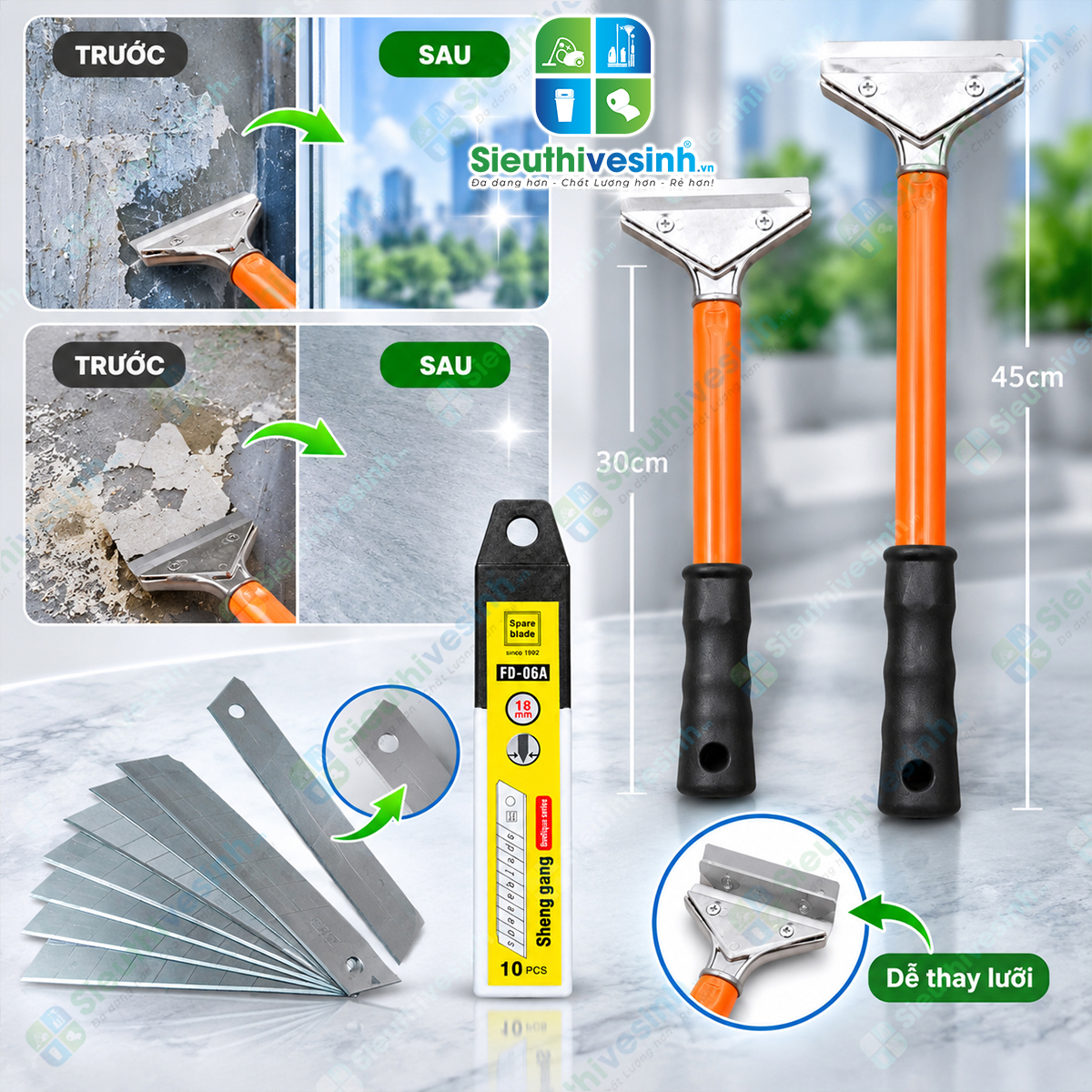 Lưỡi dao thay thế cây sủi, dao rọc giấy – quy cách 1 tuýp, dùng hỗ trợ cạo keo, decal và chất bám trên bề mặt.