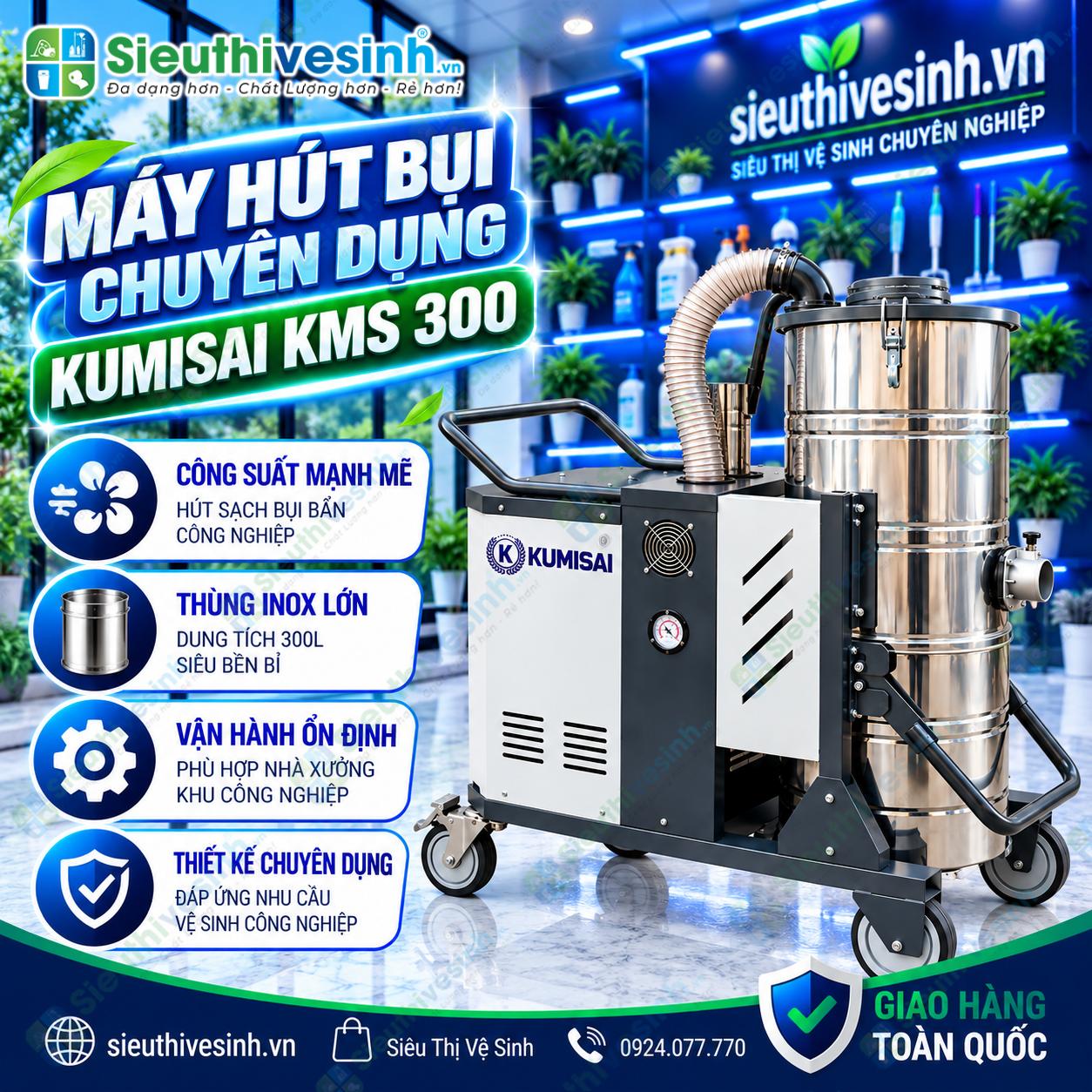 Máy hút bụi công nghiệp Kumisai KMS 300 công suất 3000W